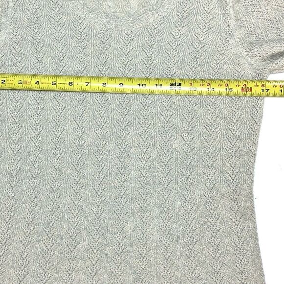 Ann Taylor Cashmere Lace Sweater Gray Silver Sparkly Scalloped Scoop Neck sz Mp - Picture 13 of 13